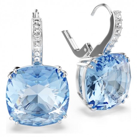 Swarovski Σκουλαρίκια -σταγόνα Millenia Κοπή cushion, Μπλε, Επιμετάλλωση ροδίου 5756150 