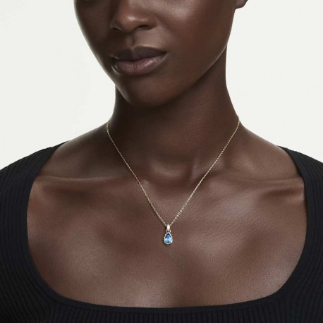 Swarovski Κολιέ Chroma Κοπή Pear, Μπλε, Φινίρισμα με χρυσό 18 καρατίων 5757786 