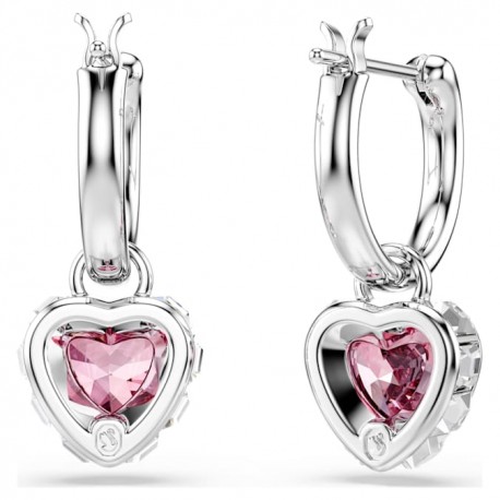 Swarovski Σκουλαρίκια-σταγόνα Chroma Καρδιά, Ροζ, Επιμετάλλωση ροδίου 5757814 