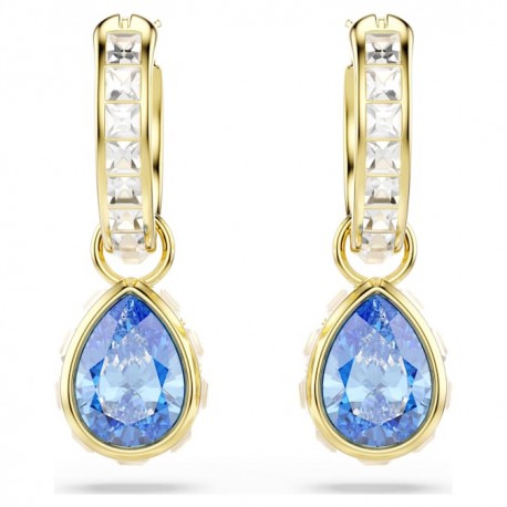 Swarovski Σκουλαρίκια-σταγόνα Chroma Κοπή Pear, Μπλε, Φινίρισμα με χρυσό 18 καρατίων 5757815 
