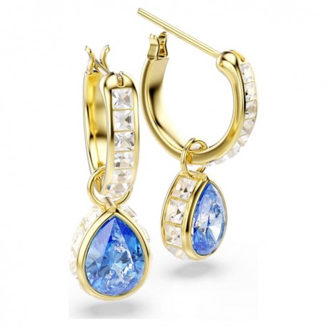 Swarovski Σκουλαρίκια-σταγόνα Chroma Κοπή Pear, Μπλε, Φινίρισμα με χρυσό 18 καρατίων 5757815 