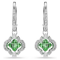 Swarovski Σκουλαρίκια-σταγόνα Una Angelic, Πράσινα, Επιμετάλλωση ροδίου 5758001