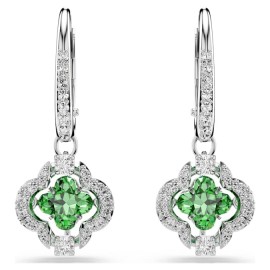 Swarovski Σκουλαρίκια-σταγόνα Una Angelic, Πράσινα, Επιμετάλλωση ροδίου 5758001