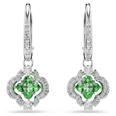 Swarovski Σκουλαρίκια-σταγόνα Una Angelic, Πράσινα, Επιμετάλλωση ροδίου 5758001