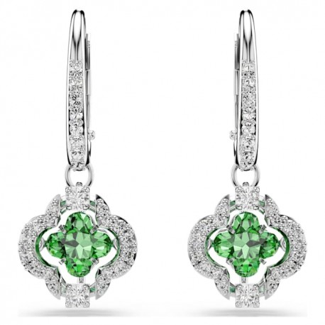 Swarovski Σκουλαρίκια-σταγόνα Una Angelic, Πράσινα, Επιμετάλλωση ροδίου 5758001 
