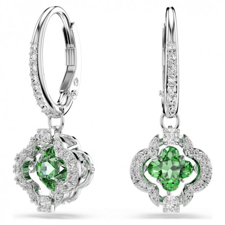 Swarovski Σκουλαρίκια-σταγόνα Una Angelic, Πράσινα, Επιμετάλλωση ροδίου 5758001 