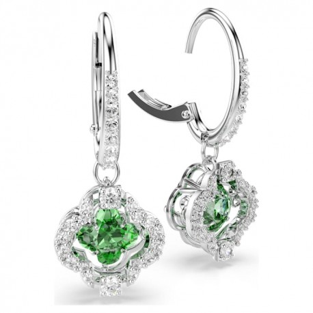 Swarovski Σκουλαρίκια-σταγόνα Una Angelic, Πράσινα, Επιμετάλλωση ροδίου 5758001 