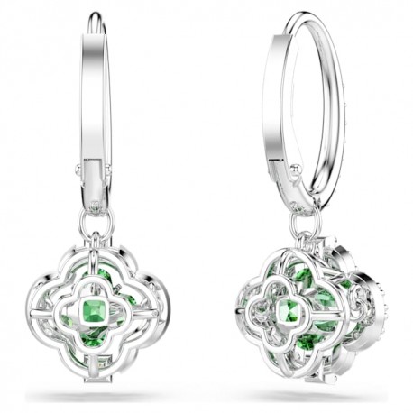Swarovski Σκουλαρίκια-σταγόνα Una Angelic, Πράσινα, Επιμετάλλωση ροδίου 5758001 