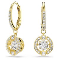 Swarovski Σκουλαρίκια Una Angelic Στρογγυλή κοπή, Λευκά, Φινίρισμα με χρυσό 18 καρατίων 5758095