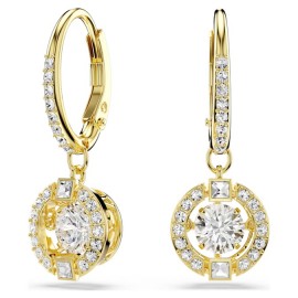 Swarovski Σκουλαρίκια Una Angelic Στρογγυλή κοπή, Λευκά, Φινίρισμα με χρυσό 18 καρατίων 5758095
