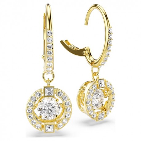 Swarovski Σκουλαρίκια Una Angelic Στρογγυλή κοπή, Λευκά, Φινίρισμα με χρυσό 18 καρατίων 5758095 