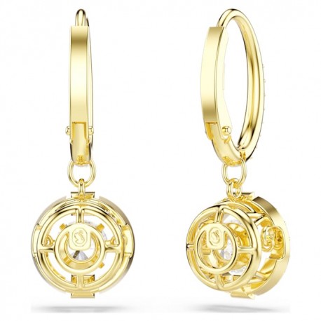 Swarovski Σκουλαρίκια Una Angelic Στρογγυλή κοπή, Λευκά, Φινίρισμα με χρυσό 18 καρατίων 5758095 