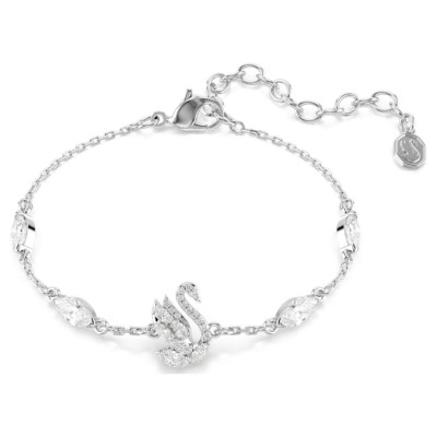 Swarovski Βραχιόλι Swan Μείξη κοπών, Κύκνος, Λευκό, Επιμετάλλωση ροδίου 5758682
