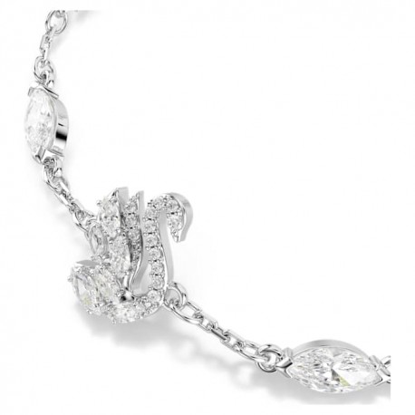 Swarovski Βραχιόλι Swan Μείξη κοπών, Κύκνος, Λευκό, Επιμετάλλωση ροδίου 5758682 