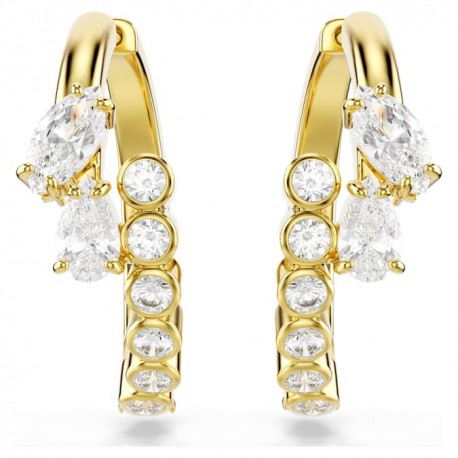 Swarovski Σκουλαρίκια Κρίκοι Mesmera Μείξη κοπών, Λευκά, Φινίρισμα με χρυσό 18 καρατίων 5761975 