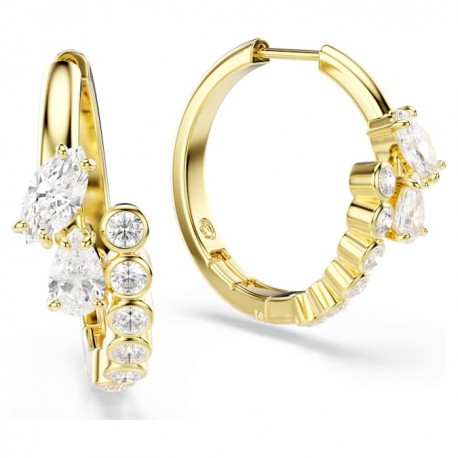Swarovski Σκουλαρίκια Κρίκοι Mesmera Μείξη κοπών, Λευκά, Φινίρισμα με χρυσό 18 καρατίων 5761975 