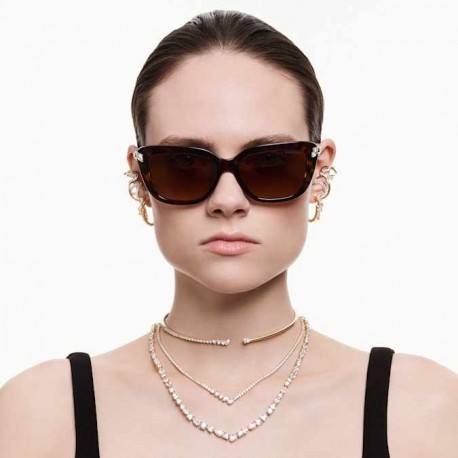 Swarovski Σκουλαρίκια Κρίκοι Mesmera Μείξη κοπών, Λευκά, Φινίρισμα με χρυσό 18 καρατίων 5761975 