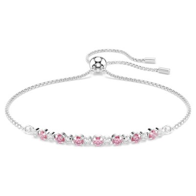 Swarovski Βραχιόλι Matrix Στρογγυλή κοπή, Ροζ, Επιμετάλλωση ροδίου 5763042