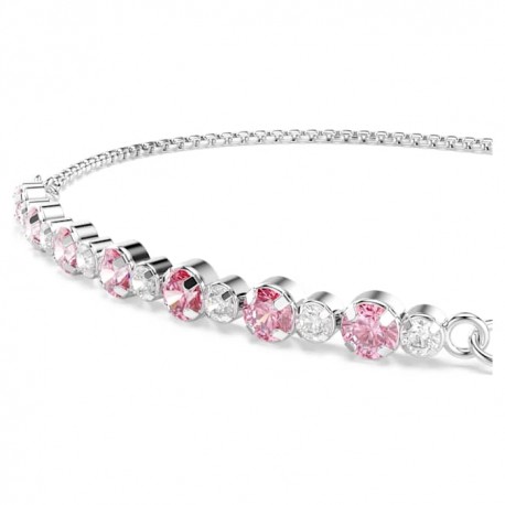 Swarovski Βραχιόλι Matrix Στρογγυλή κοπή, Ροζ, Επιμετάλλωση ροδίου 5763042 