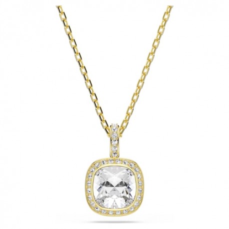 Swarovski Κολιέ Una Angelic Κοπή cushion, Λευκό, Φινίρισμα με χρυσό 18 καρατίων 5764761 