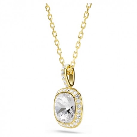 Swarovski Κολιέ Una Angelic Κοπή cushion, Λευκό, Φινίρισμα με χρυσό 18 καρατίων 5764761 