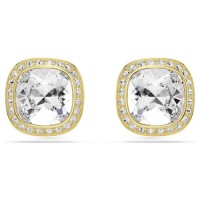 Swarovski Σκουλαρίκια Una Angelic Κοπή cushion, Λευκά, Φινίρισμα με χρυσό 18 καρατίων 5764762