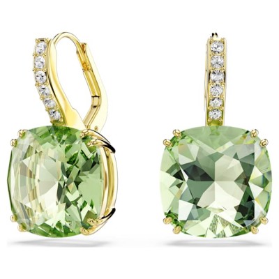 Swarovski Σκουλαρίκια Millenia Κοπή cushion, Πράσινα, Φινίρισμα με χρυσό 18 καρατίων 5764822