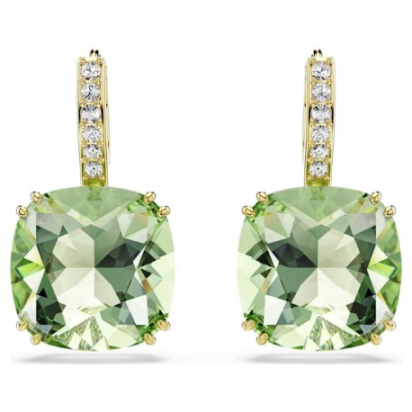 Swarovski Σκουλαρίκια Millenia Κοπή cushion, Πράσινα, Φινίρισμα με χρυσό 18 καρατίων 5764822 
