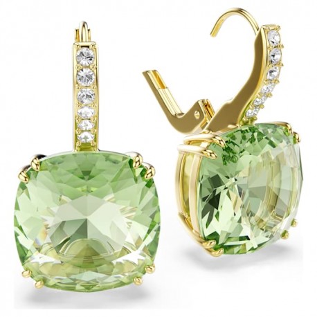 Swarovski Σκουλαρίκια Millenia Κοπή cushion, Πράσινα, Φινίρισμα με χρυσό 18 καρατίων 5764822 