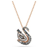 Swarovski Κολιέ Swan, Κύκνος, Μαύρο, Φινίρισμα με ροζ χρυσό 18 καρατίων 5764882