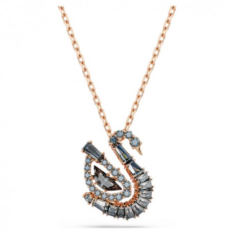 Swarovski Κολιέ Swan, Κύκνος, Μαύρο, Φινίρισμα με ροζ χρυσό 18 καρατίων 5764882 