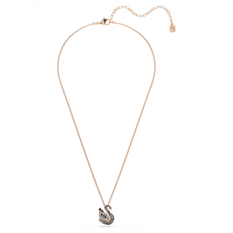 Swarovski Κολιέ Swan, Κύκνος, Μαύρο, Φινίρισμα με ροζ χρυσό 18 καρατίων 5764882 
