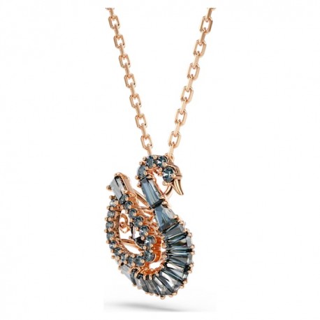Swarovski Κολιέ Swan, Κύκνος, Μαύρο, Φινίρισμα με ροζ χρυσό 18 καρατίων 5764882 
