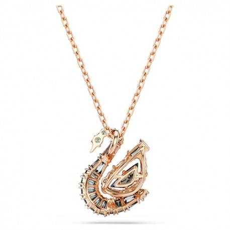 Swarovski Κολιέ Swan, Κύκνος, Μαύρο, Φινίρισμα με ροζ χρυσό 18 καρατίων 5764882 