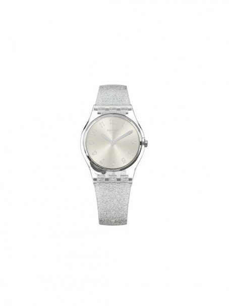 SWATCH Silver Glistar Too Silicone Strap LK343E 