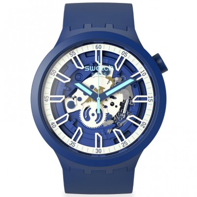 SWATCH ISWATCH Blue Rubber Strap SB01N102