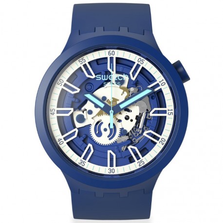 SWATCH ISWATCH Blue Rubber Strap SB01N102 