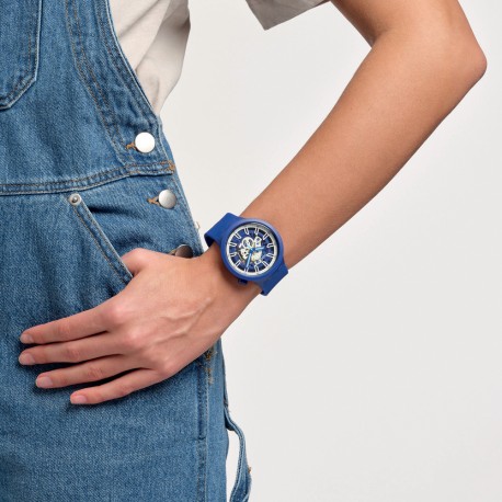 SWATCH ISWATCH Blue Rubber Strap SB01N102 