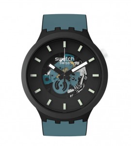 SWATCH Big Bold Bioceramic Night Trip Green Silicone Strap SB03B107