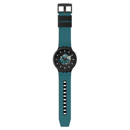 SWATCH Big Bold Bioceramic Night Trip Green Silicone Strap SB03B107 