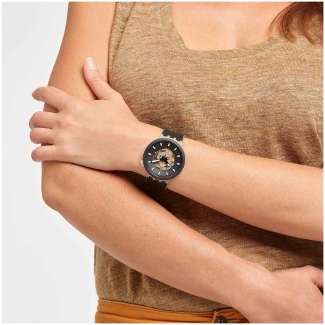 SWATCH Big Bold Bioceramic Time For Taupe Black Silicone Strap SB03C100 