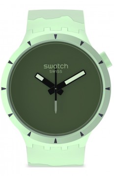 SWATCH BIOCERAMIC Lost In The Forest Green Rubber Strap SB03G100