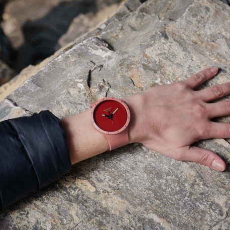 SWATCH BIOCERAMIC Lost In The Canyon Red Rubber Strap SB03R100 