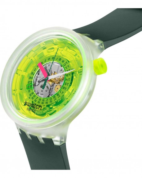 SWATCH Big Bold Blinded By Neon Green Biosourced Strap SB05K400 