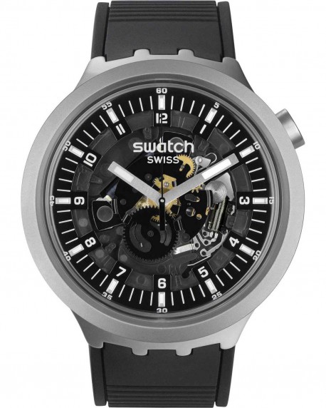 SWATCH Dark Irony Black Silicone Strap SB07S105 