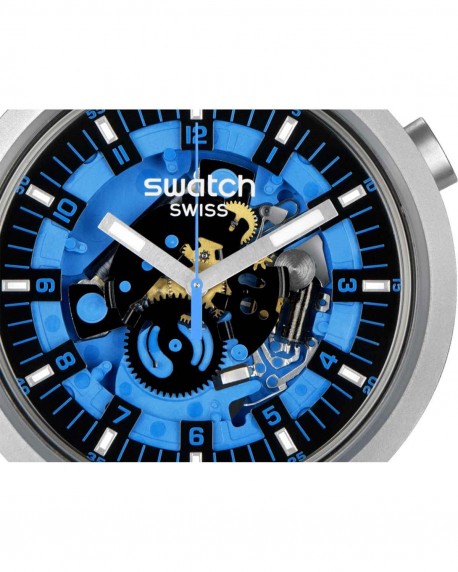 SWATCH Azure Blue Daze Two Tone Silicone Strap SB07S106 