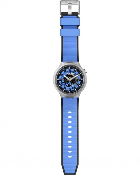 SWATCH Azure Blue Daze Two Tone Silicone Strap SB07S106 