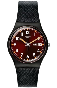 Swatch Sir Red,Black Rubber Strap SO28B704