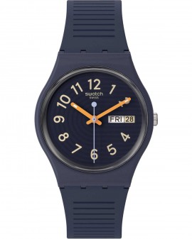 SWATCH Essentials Trendy Lines At Night Blue Silicone Strap SO28I700