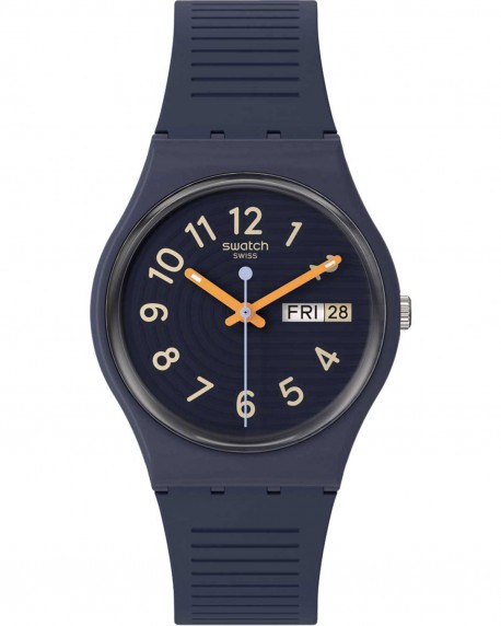 SWATCH Essentials Trendy Lines At Night Blue Silicone Strap SO28I700 